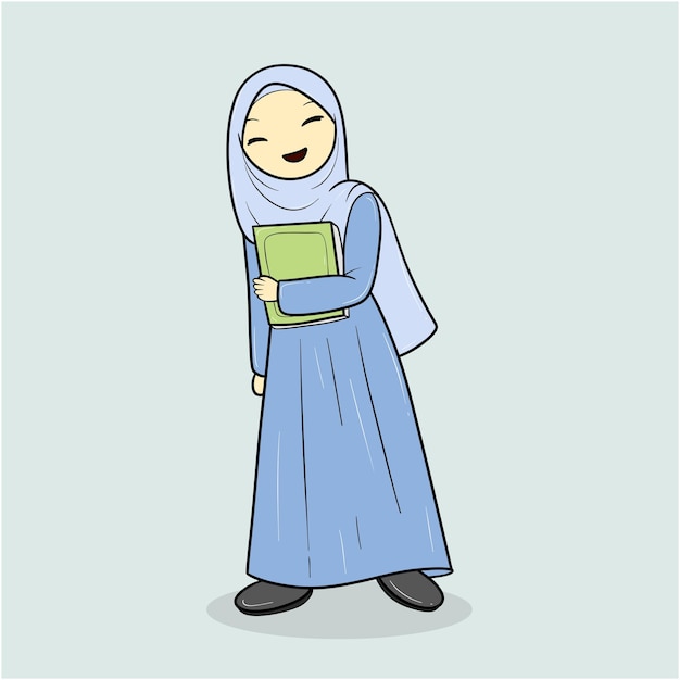 joven feliz con un hijab sosteniendo libros