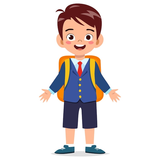 Joven feliz con el uniforme escolar