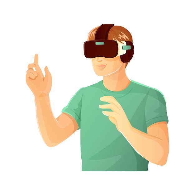 Joven con gafas de realidad virtual