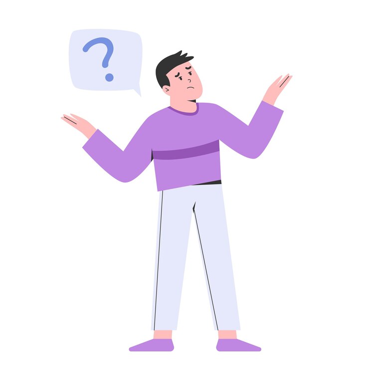 Vector joven haciendo preguntas con signo de interrogación