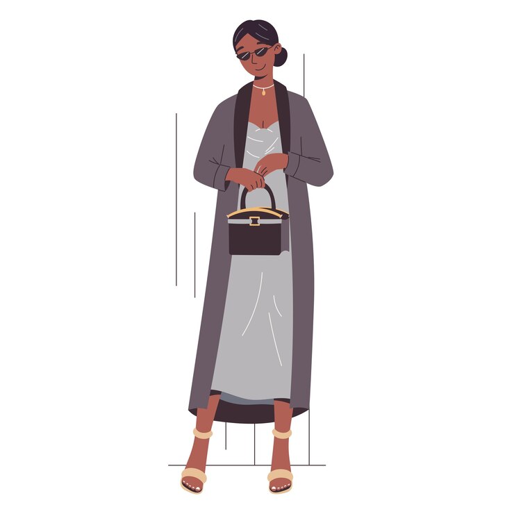 Vector joven hermosa modelo de dibujos animados mujer afroamericana posando vector aislado chica plana en un