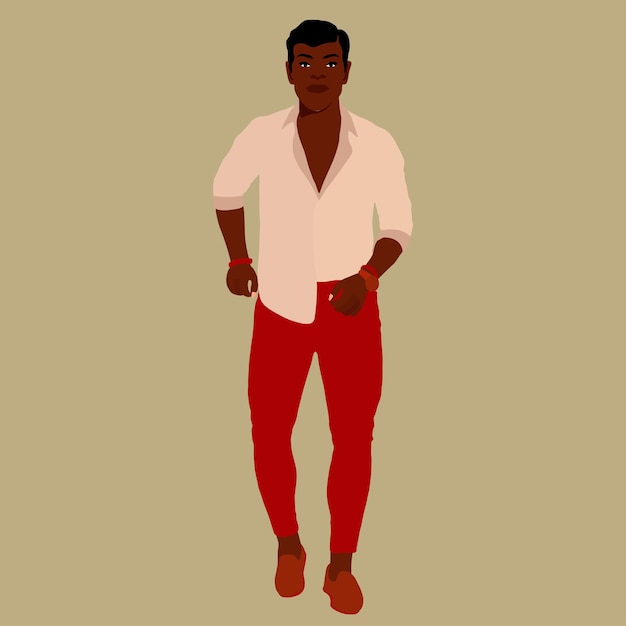 Joven hombre negro elegante en el vector de estilo elegante