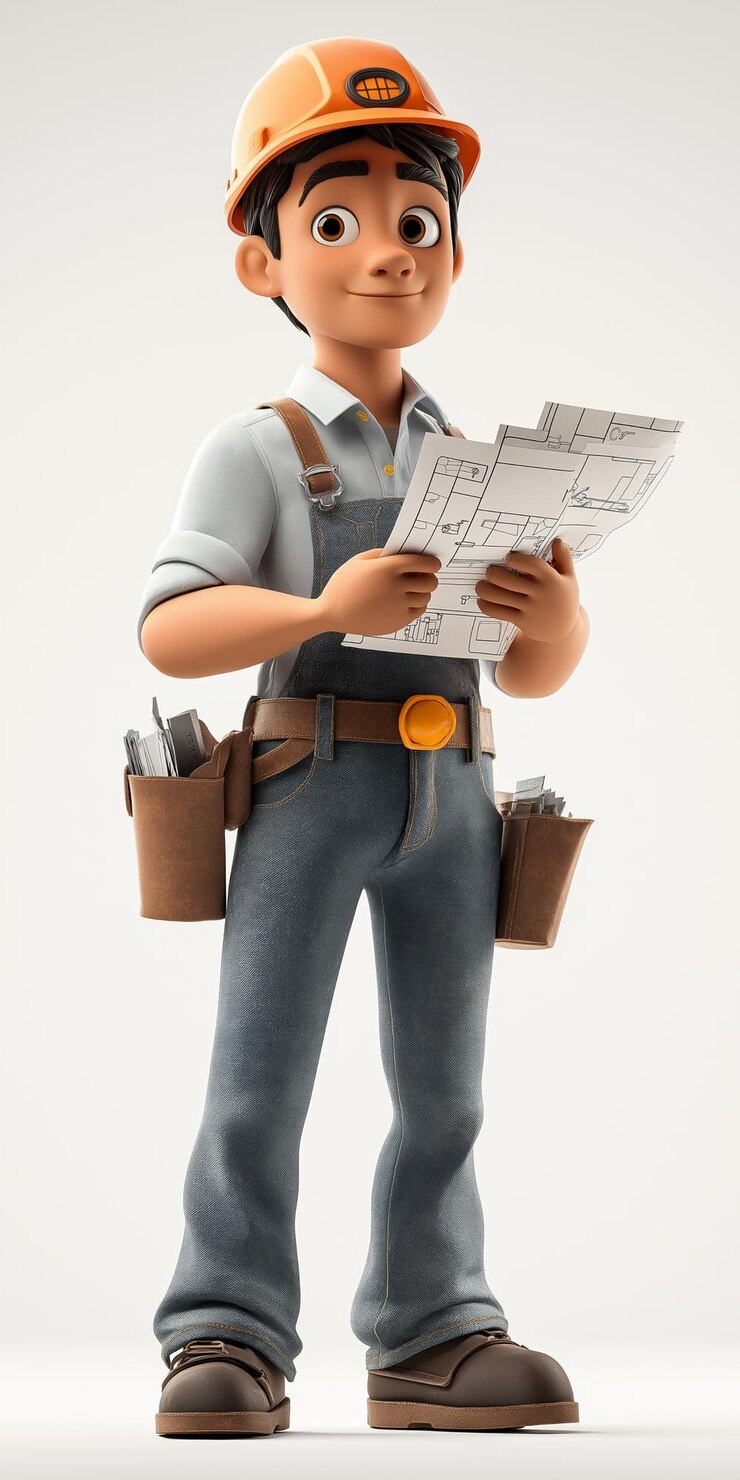 Vector joven ingeniero personaje de dibujos animados vector
