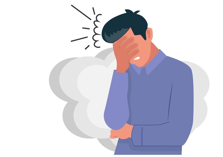 Vector joven insatisfecho con los problemas emocionales negativos en el trabajo