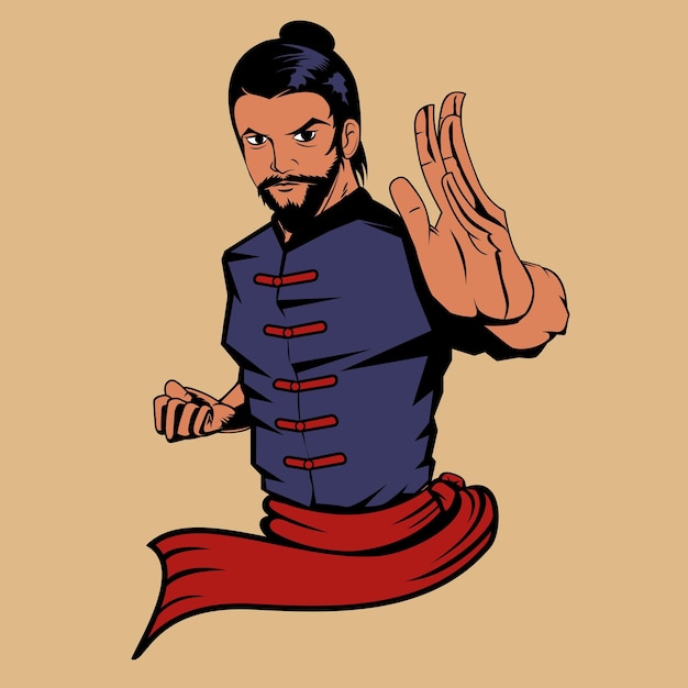 Vector joven maestro de kung fu