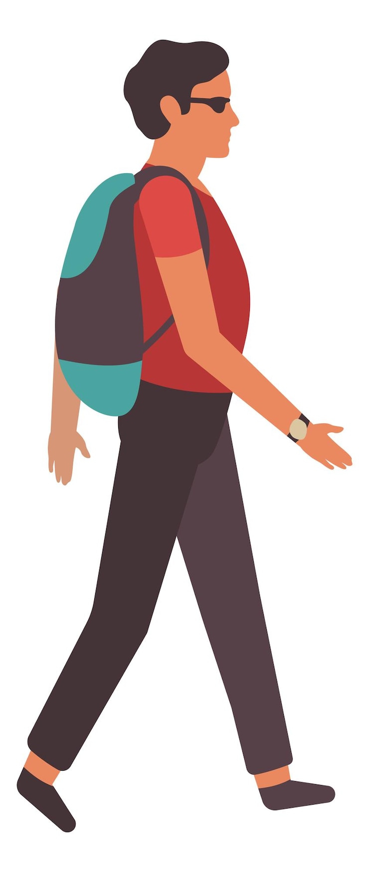 Vector joven con mochila caminando personaje plano moderno