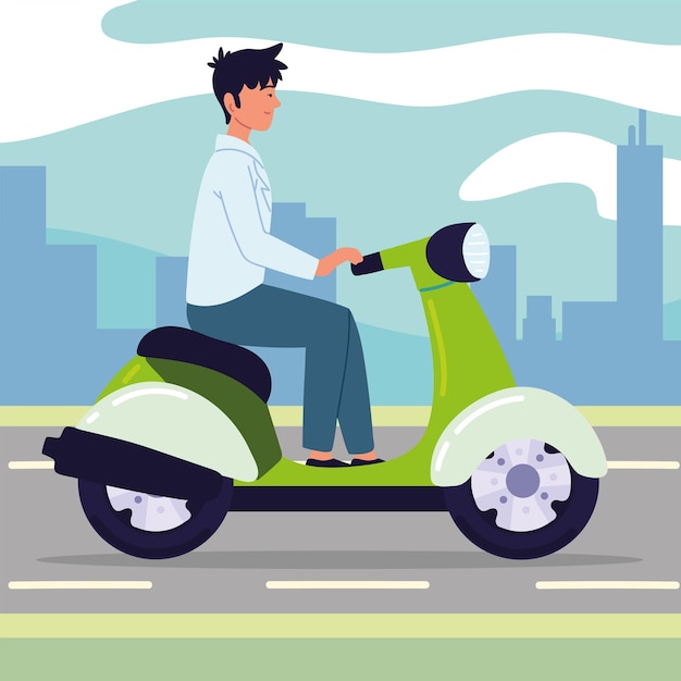 Joven, en, motocicleta