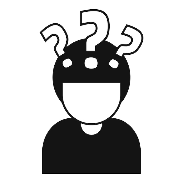 Un joven con muchas preguntas con signos de interrogación en la cabeza.