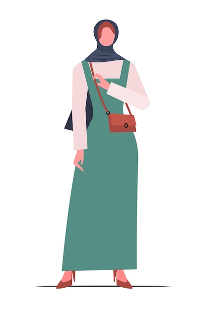 Joven mujer musulmana moderna con hijab mujer árabe de moda ilustración vectorial plana