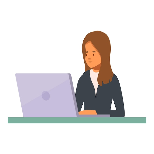 Joven mujer de negocios trabajando en una computadora portátil en el escritorio de la oficina