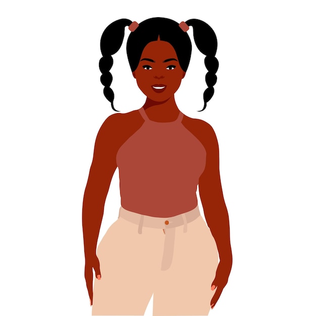 Joven mujer negra elegante en el vector de estilo elegante