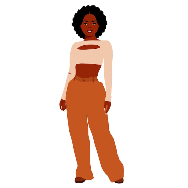 Joven mujer negra elegante en el vector de estilo elegante