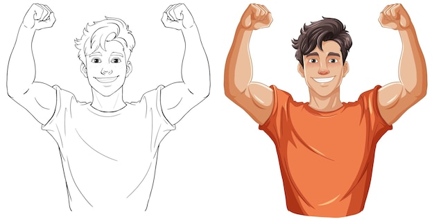 Vector un joven musculoso y guapo sonriendo