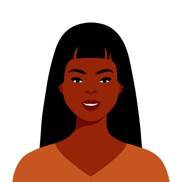 Joven negra moderna en un elegante retrato vectorial