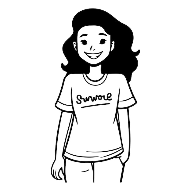 Vector una joven negra sonriente con una camiseta ilustración vectorial