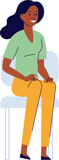 joven, negro, mujer americana africana, sentado, en, silla