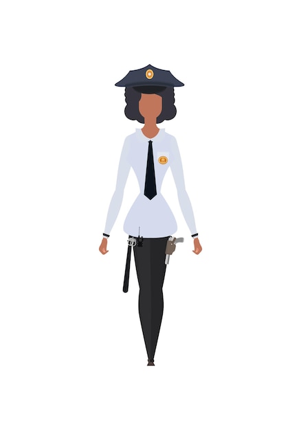 Joven oficial femenina en vector de personaje femenino militar profesional Ilustración