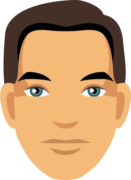 Vector joven de ojos verdes y cabello castaño. retrato de icono de cara