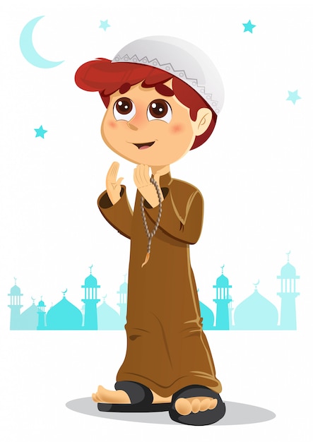 Joven orando por Allah vistiendo Jelbab