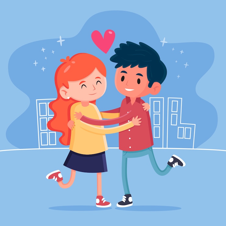 Vector una joven pareja enamorada.
