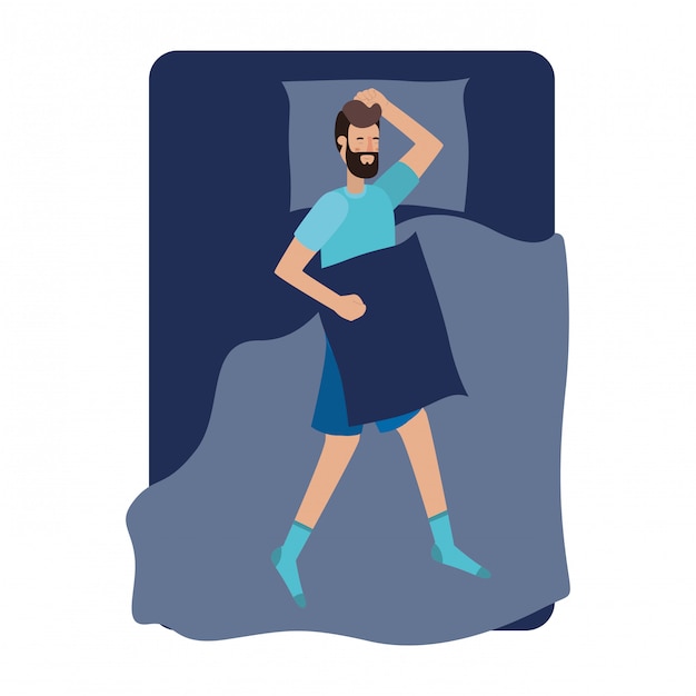 joven en personaje de avatar de cama