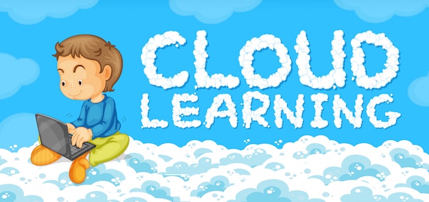 Un joven con plantilla de aprendizaje en la nube.