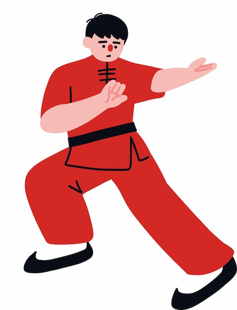 Un joven practicando kung fu