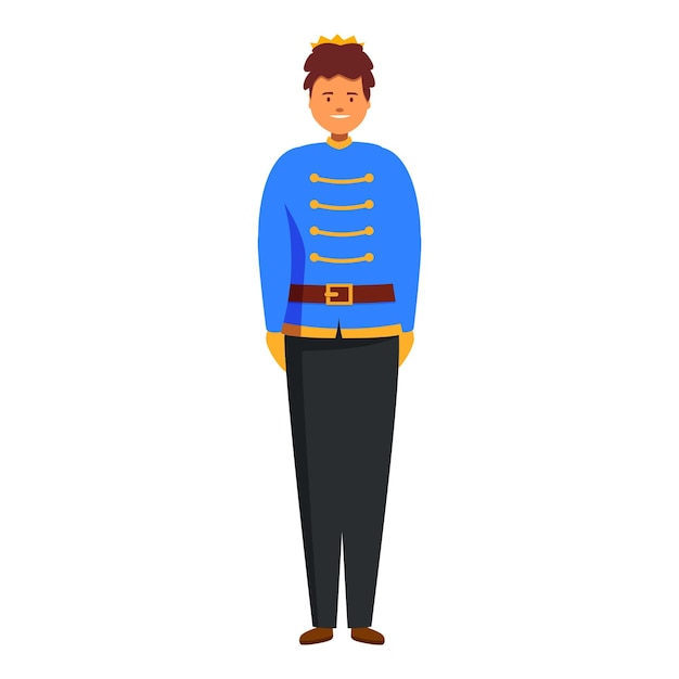 El joven príncipe con el uniforme azul de pie con la corona