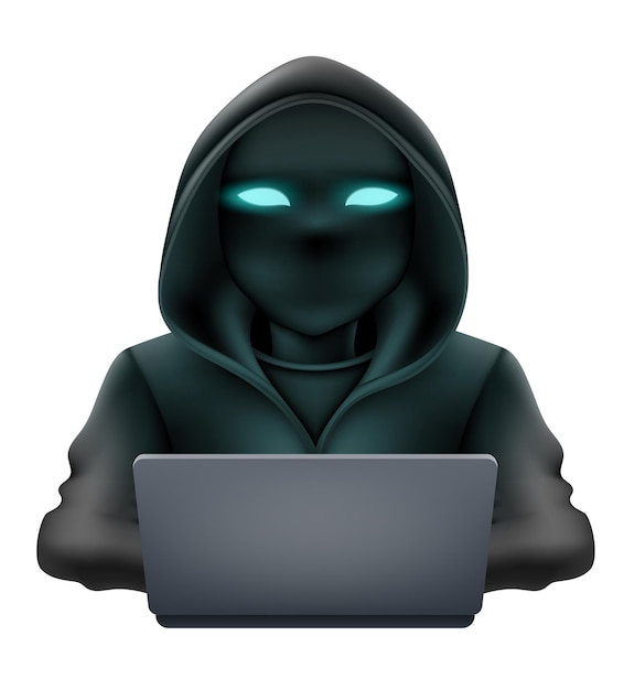 joven programador hacker especialista en codificación de TI sentado en una ilustración vectorial de portátil