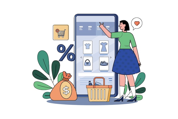 Una joven que busca productos en una tienda electrónica