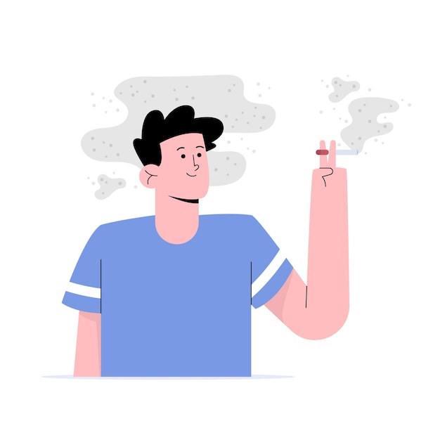 Joven que fuma un cigarrillo