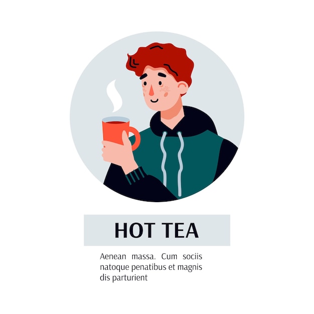 Joven recuperándose de beber té caliente frío