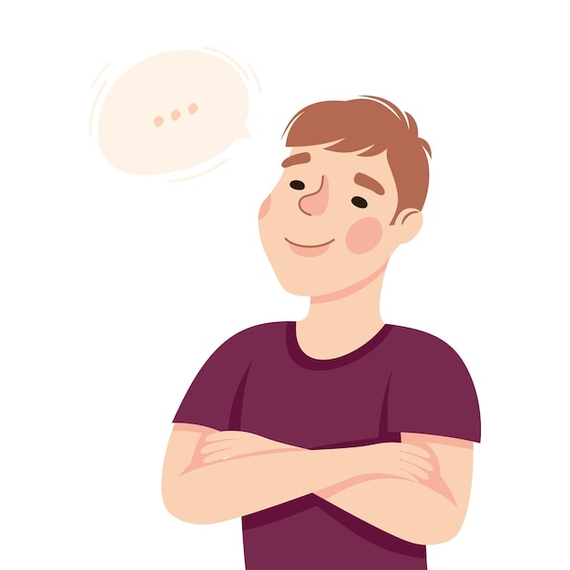 Joven resolviendo un rompecabezas en su cabeza pensando y descubriendo algo de la ilustración vectorial de media longitud