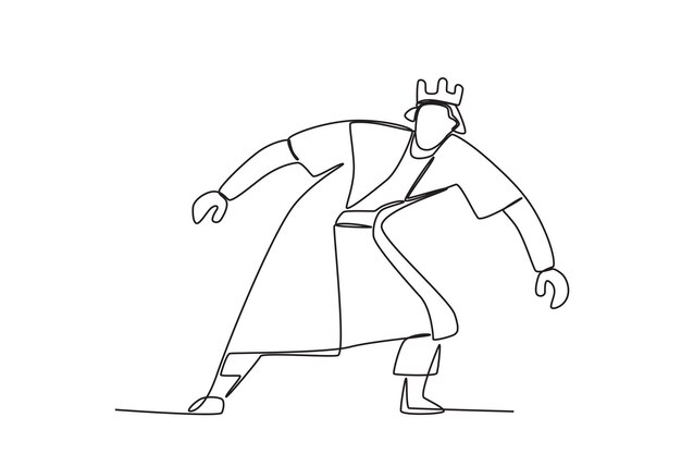 Un joven rey inclinó su cuerpo King oneline drawing