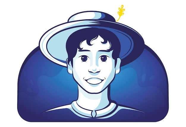 Un joven con sombrero El chico es un granjero Ilustración vectorial