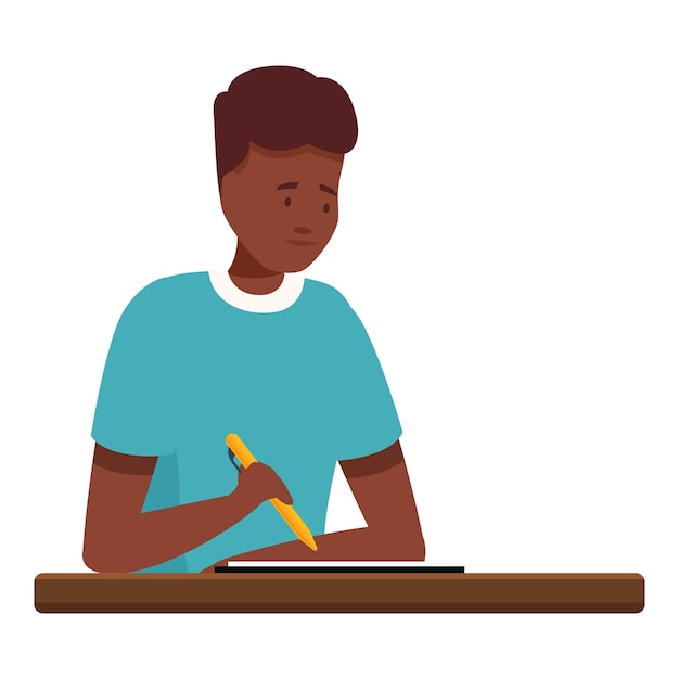 Un joven tomando notas y estudiando con bolígrafo y papel