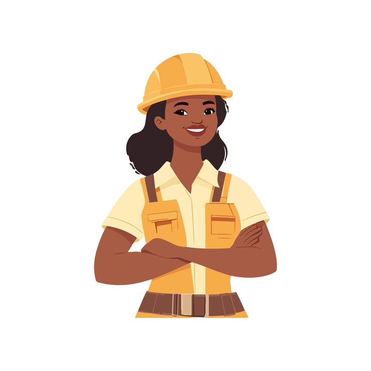 Vector una joven trabajadora de la construcción arte plano e ilustración