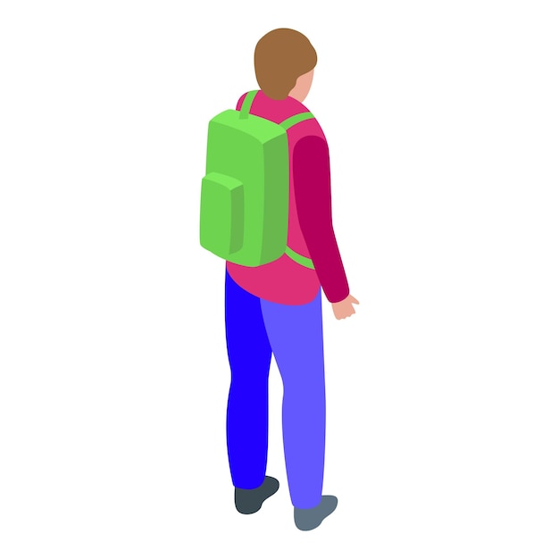 Un joven turista con una mochila se aleja de la vista