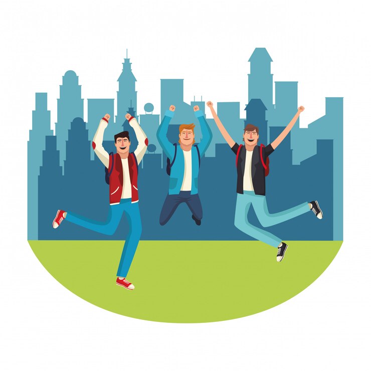 Vector jóvenes amigos masculinos