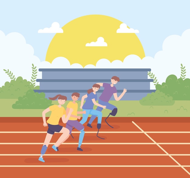 Jóvenes discapacitados en la pista
