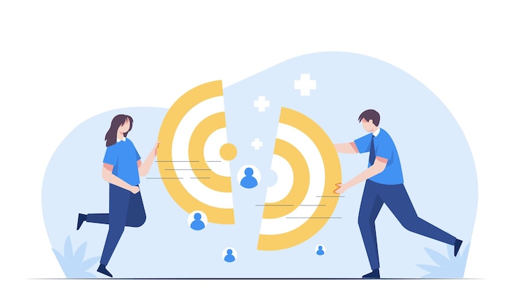 Vector jóvenes empresarios sumergiendo sus objetivos juntos es como un negocio que está en camino al éxito concepto de ilustración de negocio de vector