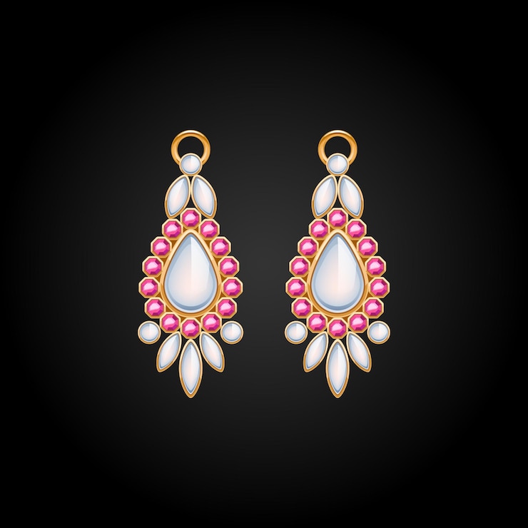 Vector joyas de bodas tradicionales musulmanas indias ilustración vectorial moderna moda de gemas florales