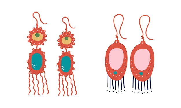 Joyas o artículos de joyería como adorno personal con juegos vectoriales de pendientes