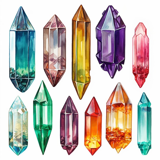 Vector joyas preciosas tesoros brillantes diamantes geometría joyas joyas de gema joyas mágicas cristales brillantes