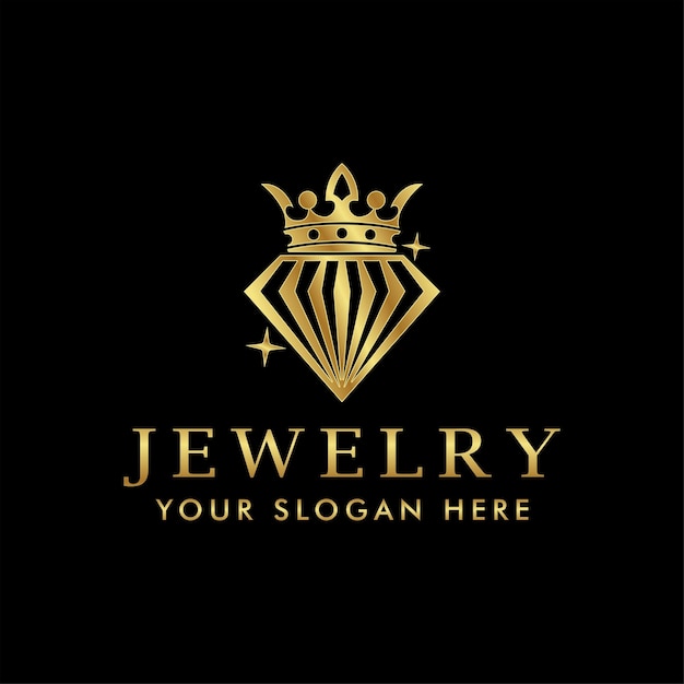 joyería diamante elegancia premium logotipo abstracto color dorado brillante sobre fondo negro