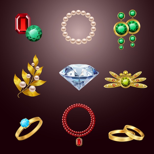 Joyería iconos realistas