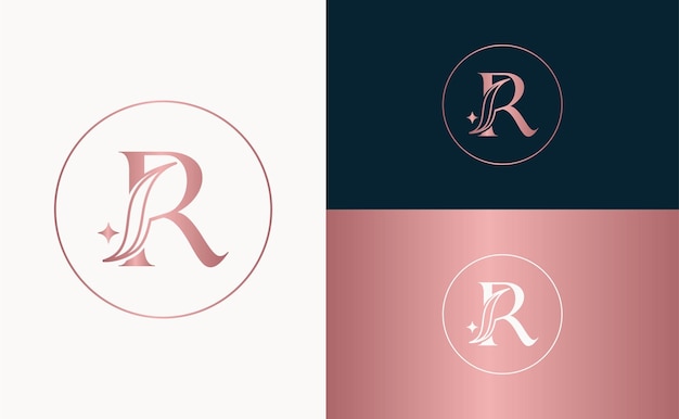 Vector joyería logo royal hotel spa masaje cosmético belleza letra r