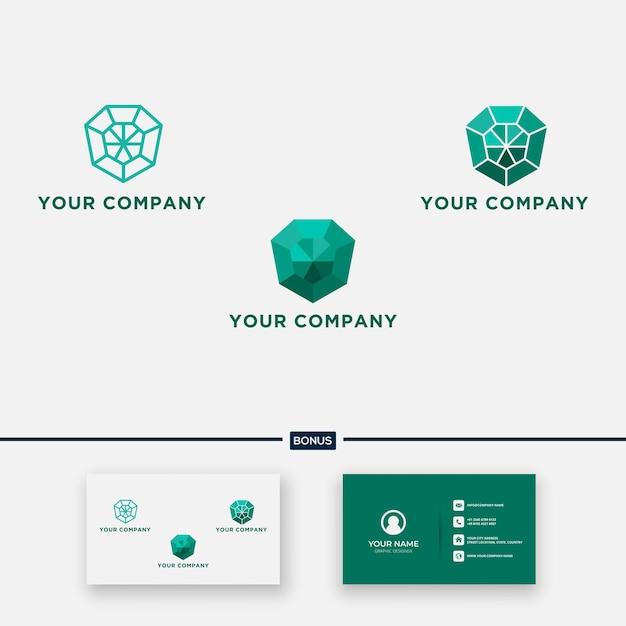 Joyería de lujo simple línea de logotipo de diamante verde