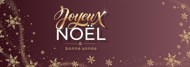 Joyeux noel y Bonee Annee plantilla de tarjeta de Feliz Navidad con saludos en francés Letras dibujadas a mano Ilustración vectorial premium con texto tipográfico para el diseño de tarjetas de Feliz Navidad