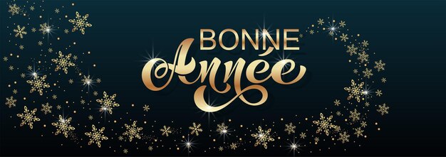 Vector joyeux noel y bonee annee plantilla de tarjeta de feliz navidad con saludos en francés